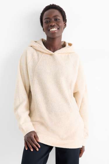 Women - Terry cloth hooded jumper - light beige