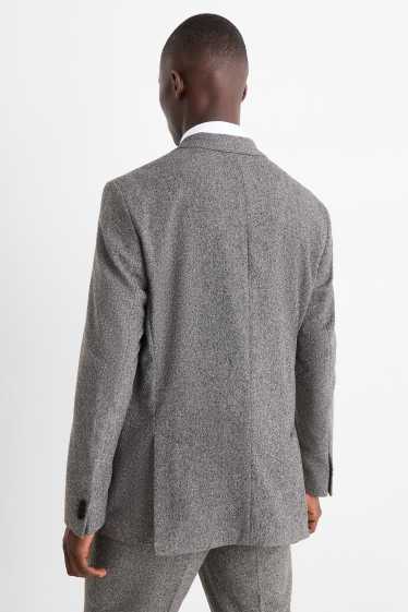Pánské - Oblekové sako - regular fit - stretch - strukturované - šedá-žíhaná