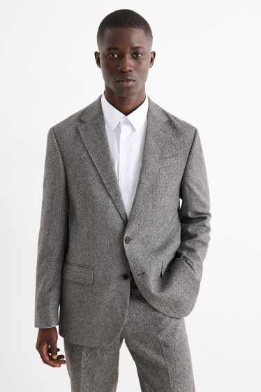 Pánské - Oblekové sako - regular fit - stretch - strukturované - šedá-žíhaná
