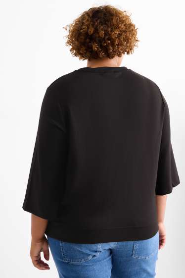 Dámské - Tričko s dlouhým rukávem - relaxed fit - černá