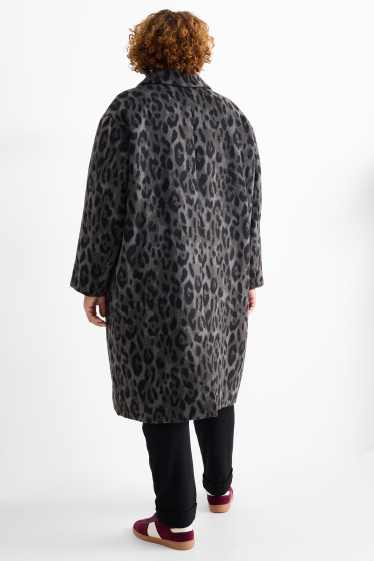 Femmes - Manteau - imprimé léopard - gris foncé
