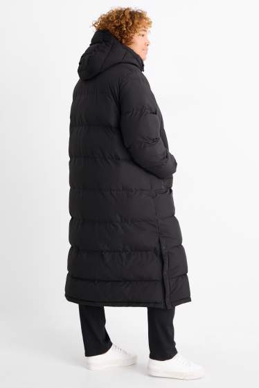 Damen - Steppmantel mit Kapuze - wasserabweisend - schwarz