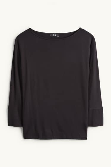 Damen - Langarmshirt - Regular Fit - schwarz