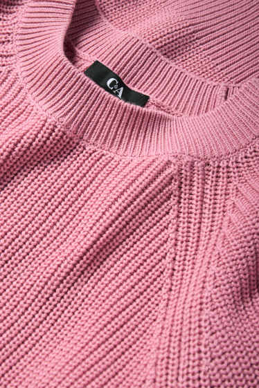 Women - Jumper - ribbed - dark rose