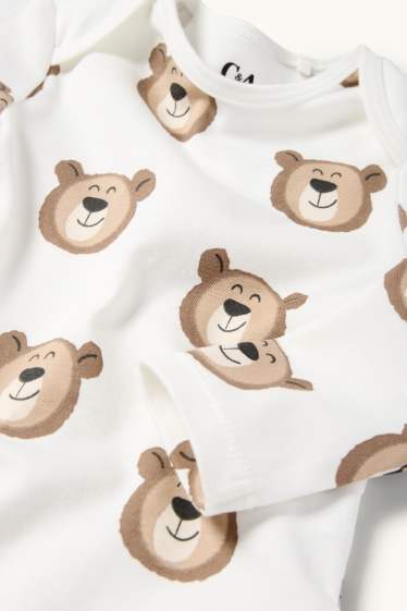 Bebeluși - băieți - Ursuleț - body bebeluși - maro / alb-crem