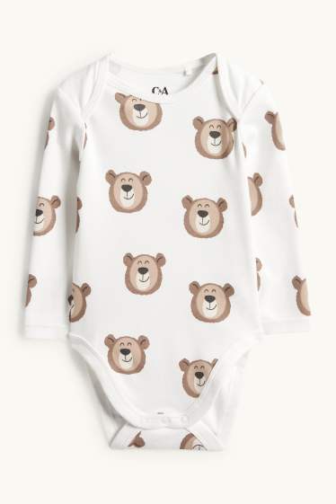 Bebeluși - băieți - Ursuleț - body bebeluși - maro / alb-crem