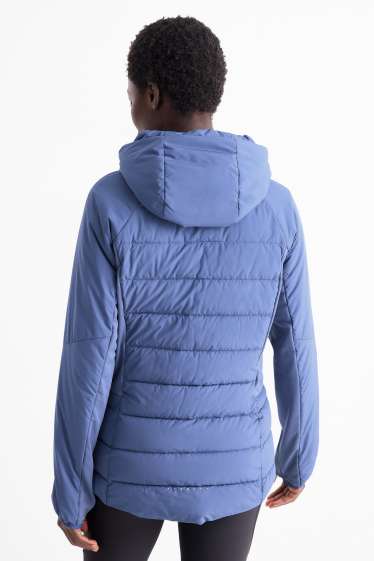 Femei - Jachetă matlasată sport cu glugă - albastru