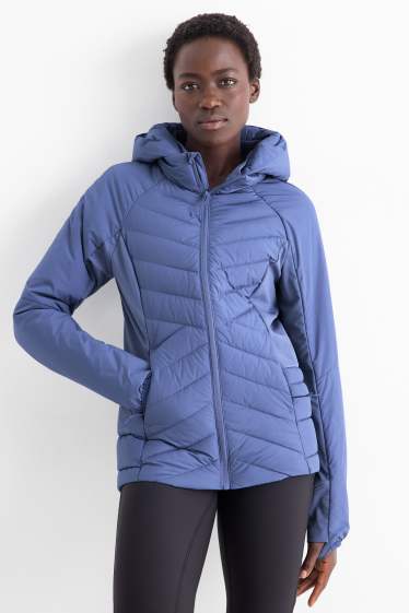 Femei - Jachetă matlasată sport cu glugă - albastru