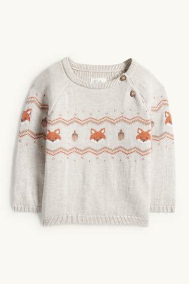 Baby Boys - Fox - baby outfit - 3 piece - light gray