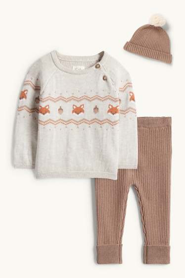 Baby Boys - Fox - baby outfit - 3 piece - light gray