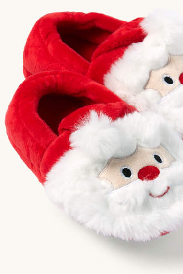 Kinderen: jongens - Kerstman - kerstpantoffels - rood