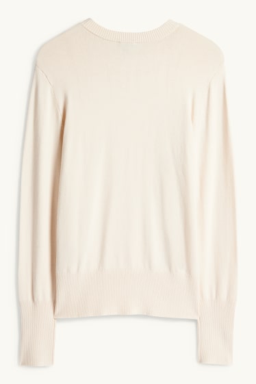 Femei - Pulover din tricot fin - crem