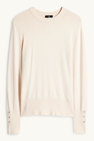 Femei - Pulover din tricot fin - crem