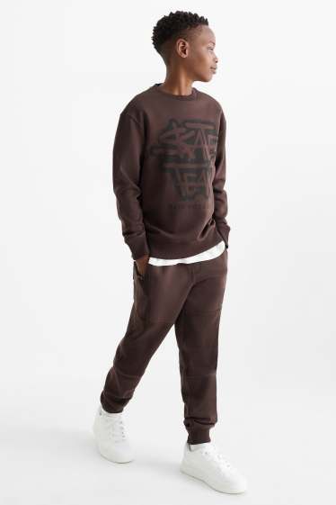 Kinderen: jongens - Set van 2 - joggingbroek - donkerbruin