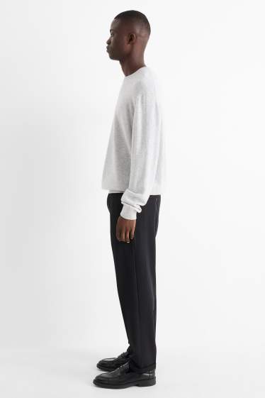 Pánské - Kalhoty chino - tapered fit - s úzkými proužky - černá