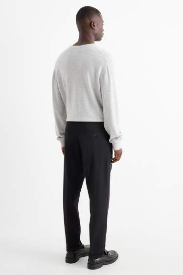 Pánské - Kalhoty chino - tapered fit - s úzkými proužky - černá