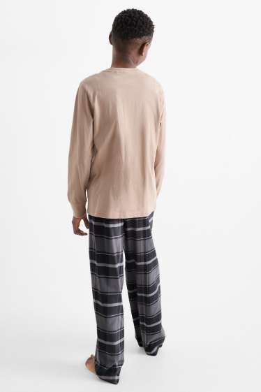 Enfants garçons - NYC - pyjama avec pantalon en flanelle - 2 pièces - beige