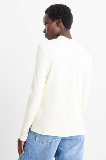 Dona - Samarreta de mànigues llargues - regular fit - acanalada - blanc trencat