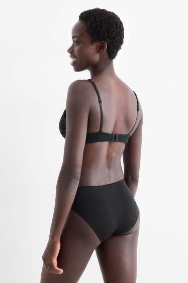 Dames - BH met beugels - PLUNGE - voorgevormd - zwart