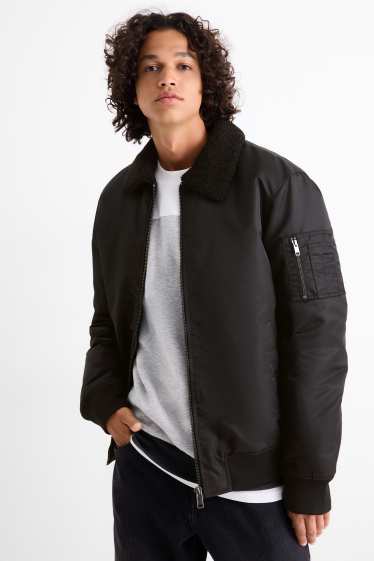 Hommes - Blouson aviateur - doublé - noir