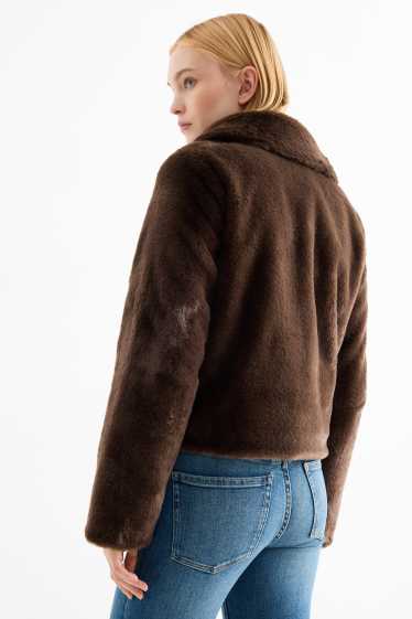 Dona - Jaqueta de pèl sintètic - marró fosc