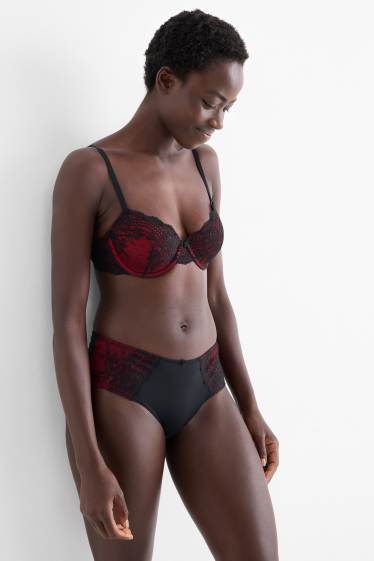 Femmes - Soutien-gorge avec armatures - DEMI - ampliforme - bordeaux / noir