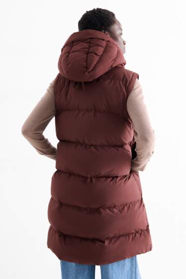 Dames - Bodywarmer met capuchon - waterafstotend - donkerbruin