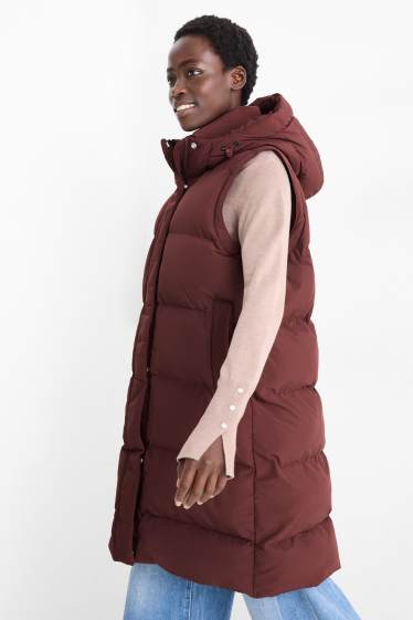 Dames - Bodywarmer met capuchon - waterafstotend - donkerbruin