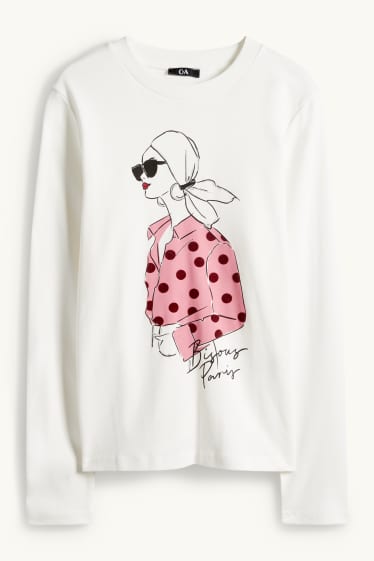 Femei - Tricou cu mânecă lungă - regular fit - alb