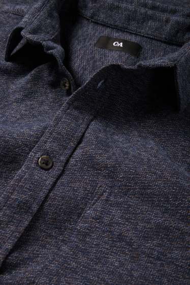 Hommes - Chemise en flanelle - regular Fit - col Kent - bleu foncé