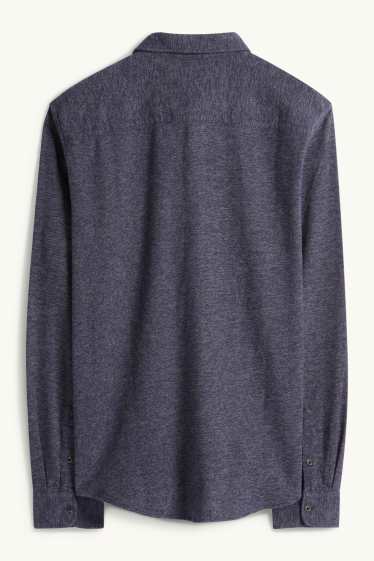 Hommes - Chemise en flanelle - regular Fit - col Kent - bleu foncé