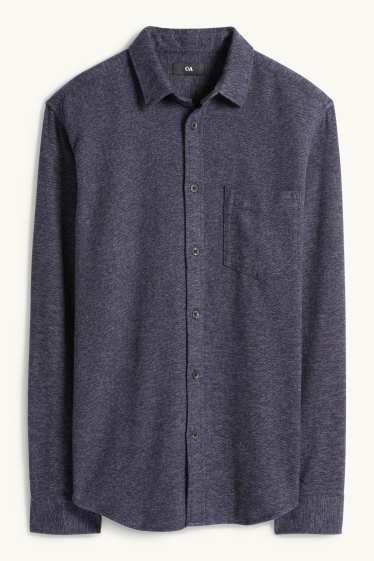 Hommes - Chemise en flanelle - regular Fit - col Kent - bleu foncé