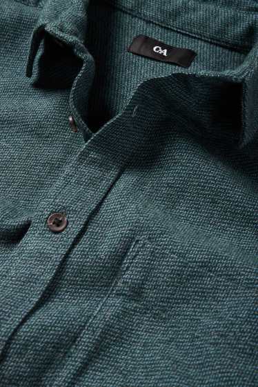 Hommes - Chemise en flanelle - regular Fit - col Kent - vert foncé