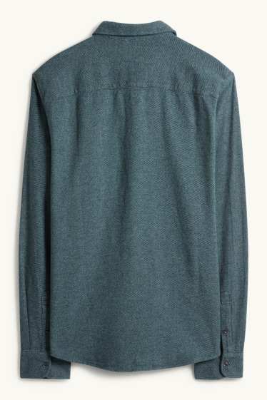 Hommes - Chemise en flanelle - regular Fit - col Kent - vert foncé