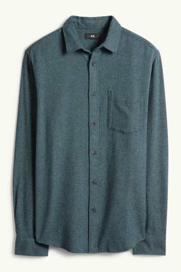 Hommes - Chemise en flanelle - regular Fit - col Kent - vert foncé