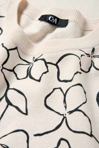Femmes - Pull - à fleurs - beige clair
