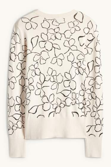 Femmes - Pull - à fleurs - beige clair