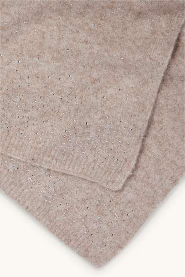 Dames - Sjaal met strass-steentjes - beige-mix