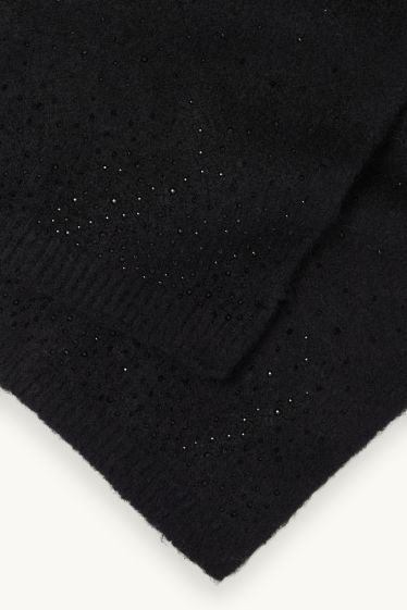 Dames - Sjaal met strass-steentjes - zwart