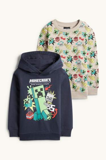 Kinder Buben - Multipack 2er - Minecraft - Hoodie und Sweatshirt - dunkelblau