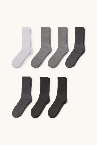 Hombre - Pack de 7 - calcetines - gris oscuro