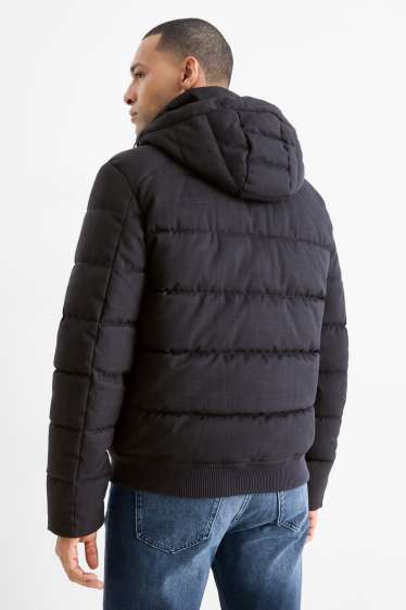 Hommes - Doudoune à capuche - finition déperlante - bleu foncé