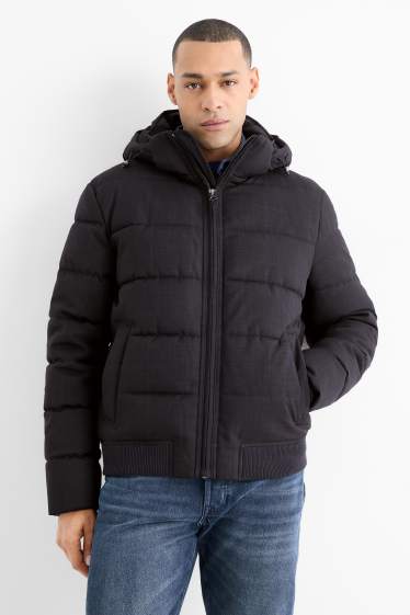 Hommes - Doudoune à capuche - finition déperlante - bleu foncé