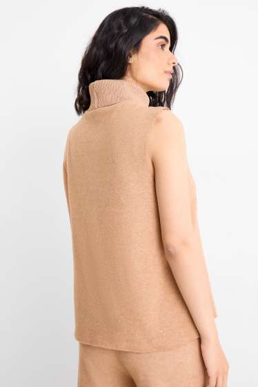Femmes - Top à col roulé - marron clair