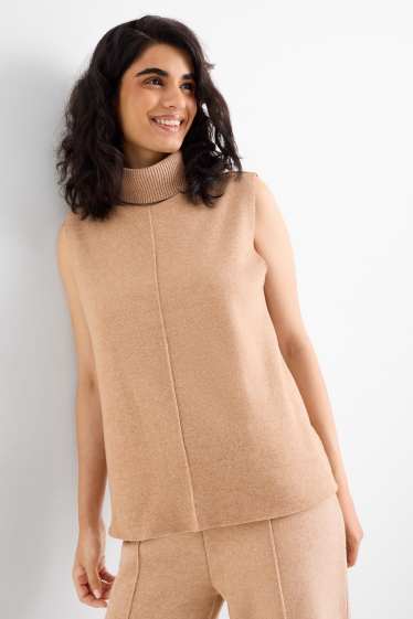 Femmes - Top à col roulé - marron clair