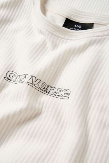 Home - Samarreta de màniga curta - relaxed fit - acanalada - blanc