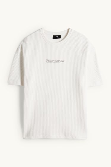 Home - Samarreta de màniga curta - relaxed fit - acanalada - blanc