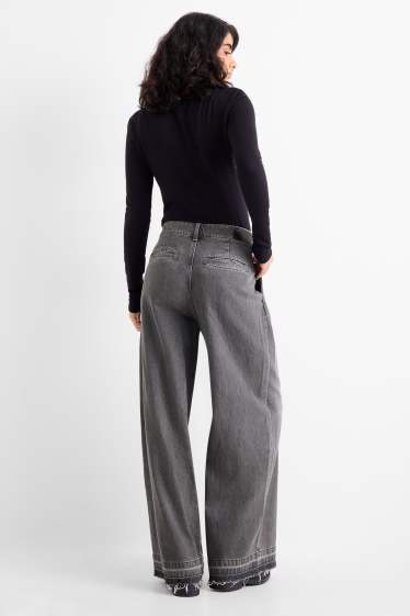 Damen - Wide Leg Jeans - Mid Waist - jeansgrau