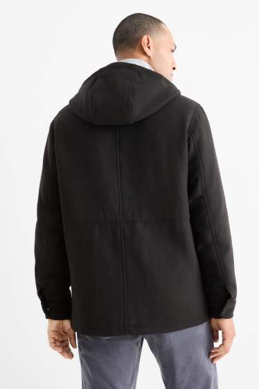Hommes - Parka à capuche - rembourrée - noir