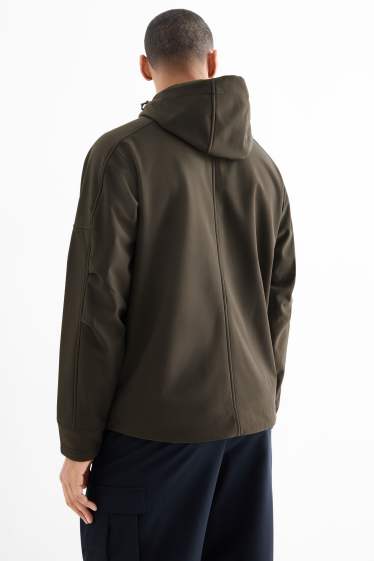 Hommes - Veste à coquille souple avec capuche - déperlante - vert foncé